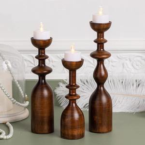 ชุดเชิงเทียนไม้สั่งทำจากโรงงาน 3 ชิ้น ขายดีที่สุด สำหรับตกแต่งโต๊ะกลางในวันคริสต์มาส - Product Image 3