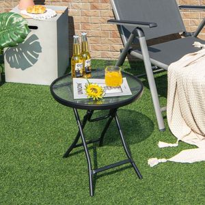 Tavolino da Esterno con Piano in Vetro Temperato Resistente, Eleganti Tavoli da Giardino - Product Image 4