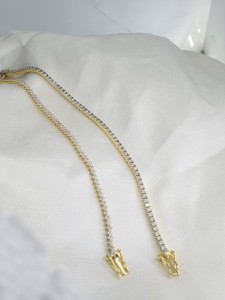 14K Gold Tennis Style Lab Grown Synthetic Diamond Round Brilliant Cut Luxury Women's Linking <b>Bracelets</b> by RAAMAA - Product Image 4