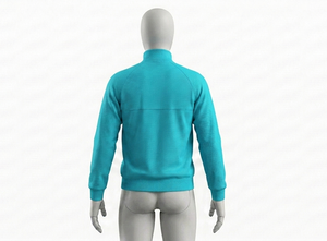 Men's Turquoise Knitted Zip-Up <b>Racer</b> Jacket Stand Collar Sporty Breathable Autumn Wear Regular Fit - Product Image 5