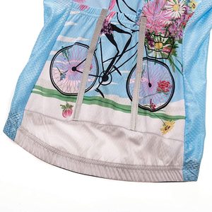 Kit de cyclisme pour femmes, maillot à manches courtes et short à bretelles imprimés floraux, ensemble de vêtements de sport en polyester respirant - Product Image 3