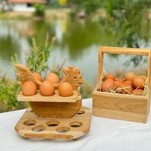 Porta Huevos de Madera Hecho a Mano para Hogares Elegantes que Ofrece una Exhibición Decorativa y una Solución de Almacenamiento Funcional - Product Image 3