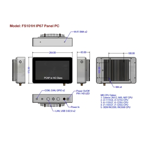 10.1" Fully IP67 Waterproof Industrial Marine Panel PC Touch Screen (PCAP/Resistive) Internal UPS - Product Image 4