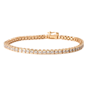 Wholesale DEF Color VS VVS Clarity 10K 14K 18K <b>Solid</b> <b>Gold</b> Round Lab Grown Diamond Tennis Bracelet Half Bezel Wedding Bracelet - Product Image 2