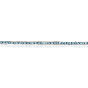 Pulsera de tenis elegante y minimalista de plata de ley 925 con topacio azul natural talla princesa, ideal como piedra de nacimiento, para mujer. - Product Image 3