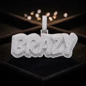 Pendentif Lettre en Moissanite Plaqué Or 14k/18k Argent 925 Style Hiphop Coupe Ronde Brillante Unisexe Cadeau Usage Quotidien - Product Image 3