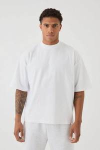 Camiseta de hombre oversize negra 100% algodón, manga corta, cuello redondo, ajuste holgado informal, tejido peinado, logo frontal, anti-bolitas, 220g - Product Image 3