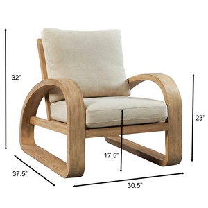 Fauteuil en teck massif de haute qualité avec bois naturel et coussin pour usage intérieur - Product Image 6