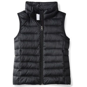 Black <b>Down</b> Vest Sleeveless Stand Collar Winter Warm Casual Outerwear Zipper Closure Solid Color 90% <b>Down</b> <b>Feather</b> Filling - Product Image 3
