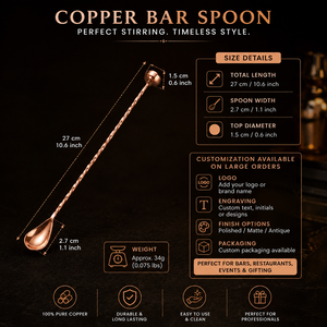 Cuillère à cocktail en cuivre, cuillère à mélanger avec manche torsadé, longue, pour barman, agitateur de boissons pour bar, café, mocktails, maison - Product Image 5