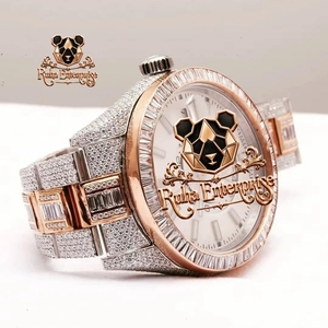 Decorative Stainless Steel <b>Watch</b> with Continuous Stone Accents, Elaborate Face <b>Work</b> and Extended Bracelet Styling. - Product Image 4