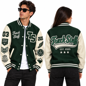 <b>Track</b> Stuff Custom <b>Mens</b> Varsity Letterman <b>Jacket</b> Wool Cotton Stand Collar Custom Embroidered Logo Front Streetwear Winter - Product Image 5