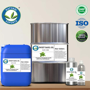 ISO Certified 5 KG Sweet Basil <b>Essential</b> <b>Oil</b> Natural Pure Ocimum Basilicum Herbal <b>Oil</b> - For Skincare & Hair Growth - From India - Product Image 2