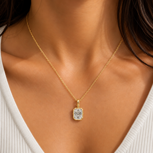 Collar con Colgante Solitario de Corte Asscher de 1 Quilate, Oro Rosa de 10K/14K, Diamante Cultivado en Laboratorio VVS2, Certificado IGI, Cadena Fina - Product Image 1