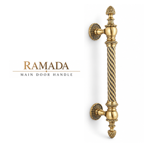 Ramada Matte Antique Brass Main <b>Door</b> <b>Handle</b> for <b>Glass</b> & Main <b>Doors</b> Luxury Twisted Design - Product Image 1