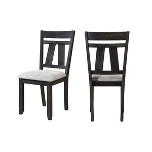Set di 2 Sedie da Pranzo in Stile Cottage, Design Transizionale, Mobili in Legno con Seduta Imbottita in Tessuto Grano-Carboncino per Sala da Pranzo - Product Image 1