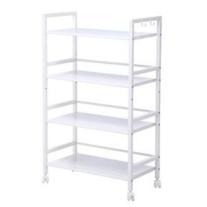 Carrello portaoggetti in metallo bianco avorio a 4 ripiani, multifunzionale e smontabile per casa, cucina, bagno, soggiorno, bevande, alimenti, attrezzi - Product Image 5