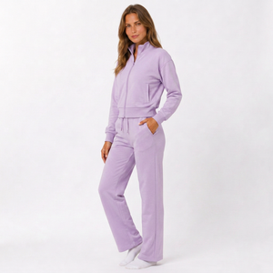 Chándal de mujer con bordado personalizado, lavado ácido, patrón liso, 100% algodón polar, corte holgado, para compradores mayoristas de boutiques en EE. UU. - Product Image 4