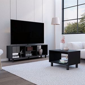 Carter da soggiorno in due pezzi Design aerodinamico con supporto TV e tavolino - Product Image 1