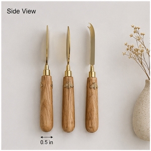 Ensemble de 3 couteaux à fromage en cuivre, manche en bois, lame polie, outil de cuisine durable, longueur 6,3 pouces - Product Image 4
