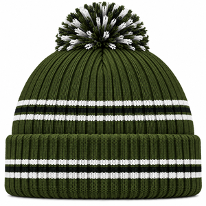 Bonnet en tricot personnalisé avec patch en caoutchouc et pompon, vente en gros, mode hiver, bonnets personnalisés avec logo, bonnets de marque sur mesure - Product Image 4