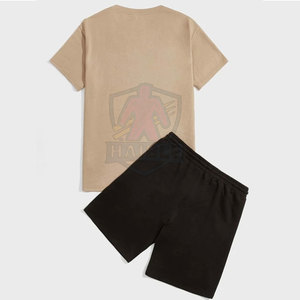 Conjunto de Camiseta y Pantalones Cortos de Algodón para Hombre, Estilo Simple y Único, Cintura Elástica, Largo hasta la Rodilla - Product Image 2