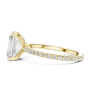 Anillo de Compromiso con Diamante Cultivado en Laboratorio Radiante, Oro Sólido de 18K, Banda Eternity con Pavé, Piedra Central de 2.5ct, Color E, Anillo de Novia con Laterales Redondos - Product Image 2