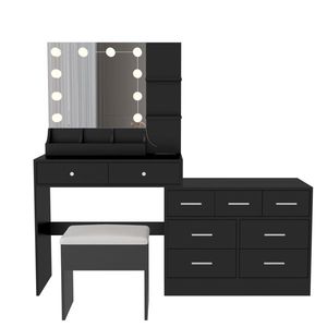 Large LED Light Vanity Desk with 10 Bulbs Makeup <b>Table</b> with Charging Station Elegant Vanity <b>Mirror</b> - Product Image 6