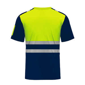 Men's High Visibility Reflective Eco-Friendly Breathable Short Sleeve T-Shirt Solid Color Blocked Quick Dry Knitted <b>Canvas</b> - Product Image 5