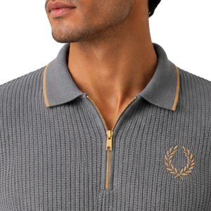 Polo de Punto Gris para Hombre con Cierre Dorado, Manga Corta, Estilo Casual de Lujo para Verano, Tela Texturizada, Diseño Personalizado, Camisa de Golf OEM - Product Image 5