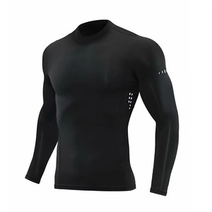 Customize Stretch Slim Fit T <b>Shirt</b> High Neck <b>Mens</b> Workout Fitness Gym T-<b>shirt</b> Sportswear Long Sleeve De <b>Compression</b> <b>Shirts</b> - Product Image 1