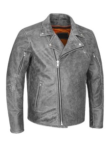 เสื้อแจ็คเก็ตนักขี่มอเตอร์ไซค์สีเทาสำหรับผู้ชายแบบดิสเทรส - Product Image 3