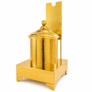 Hammered Gold Stainless Steel 400ml Cylinder Food Canister with Stackable Moisture-Proof Lid <b>for</b> <b>Kitchen</b> Tableware - Product Image 3