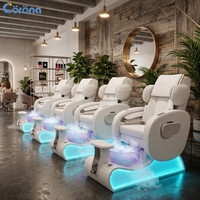 Chaise de pédicure spa professionnelle de luxe pour salon de manucure avec bol à pédicure en verre