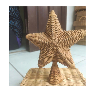 Handmade Rattan Christmas Tree Decorative Ornament Folk Art Home Decoration Star Top Green <b>Yellow</b> Red Pink White <b>Baskets</b> - Product Image 6