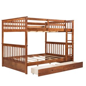 Letto a Castello in Noce con Scala e Due Cassetti Contenitori per Bambini (Modello LT000365AAD) - Product Image 5