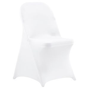 150 Pezzi Coprisedia Bianchi in Poliestere Spandex Leggeri con Fronte Piatto per Decorazione Sedie da Matrimonio, Feste, Banchetti - Product Image 1