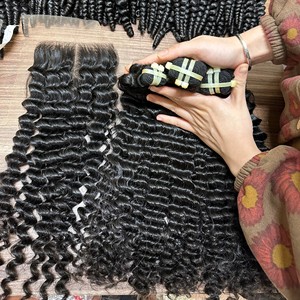 Meilleures ventes de mèches de cheveux naturels vietnamiens, extensions de cheveux humains à double trame machine avec frontale en dentelle pour la confection de perruques et de tissages - Product Image 3