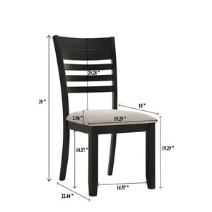 Chaises de salle à manger contemporaines 2 pièces, rembourrées en gris, avec dossier en échelle, meubles de salle à manger en bois - Product Image 4