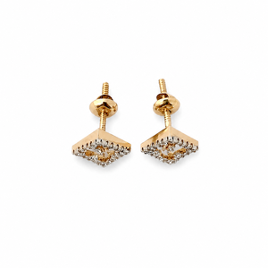 Pendientes de Oro Rosa de 18K con Diamantes y Diseño Floral Geométrico Namivaa para Mujer, Acabado Pulido, para Uso Diario, Fiestas, Bodas, Regalo de Joyería - Product Image 5