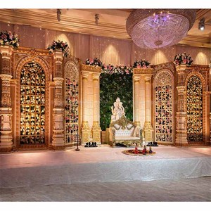 Escenario para Recepción de Boda India, Decoración de Escenario para Fiesta Nocturna de Boda Occidental, Tema de Boda Mughal, Escenario de FRP, EE. UU. - Product Image 1