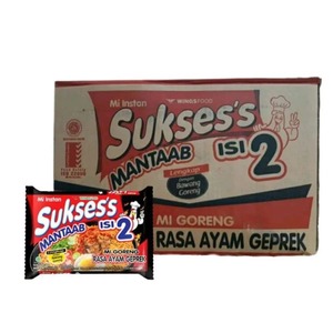 GROSIR. MIE SUKSES ISI 2 adalah mie instan goreng yang mengenyangkan dengan porsi ganda di setiap kemasan.