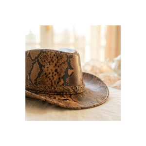 Chapeau de cowboy en cuir rayé unisexe, style décontracté, pour la plage en été, circonférence de la tête 48-50 cm - Product Image 2