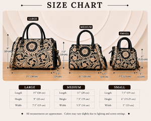 Bolsos de Viaje de Cuero Floral Hechos a Mano de Gran Capacidad, Bolsos Deportivos Unisex con Cierre de Cremallera, Bolsos de Mano Rápidos - Product Image 2