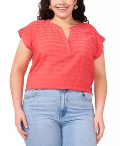 Blusa a maniche corte a collo Modulare taglie forti | Vince Camuto - Product Image 1