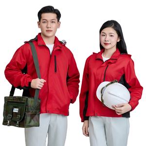 เสื้อแจ็คเก็ต FMF เวียดนาม ป้องกันลม กันน้ำ ระบายอากาศได้ดี ผลิตจากผ้าทอเนื้อแข็ง 100% โพลีเอสเตอร์ สำหรับทุกเพศ สีแดง-ดำ ซิปแบบกันความร้อน - Product Image 1