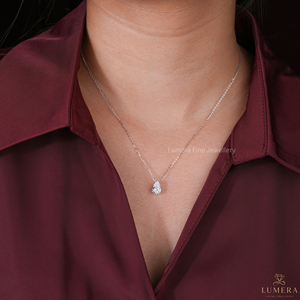 Collar Solitario Clásico Minimalista con Diamante Cultivado en Laboratorio en Forma de Pera, Cadena para Uso Diario, Regalo de Graduación Personalizado para Mujer, Oro - Product Image 6