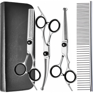 Kit de Toilettage Professionnel pour Animaux de Compagnie 7 Pouces – Ciseaux de Coiffure pour Chiens et Chats, Démêlants, Peigne et Emballage Personnalisé – Vente Flash - Product Image 1