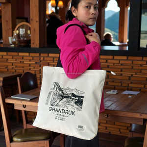 Eco Craft 16 oz Eco-Friendly Silk-screen Printed Cotton Canvas <b>Tote</b> <b>Bag</b> Extra Large Reusable <b>Zipper</b> Closure Custom Logo Shopping - Product Image 6