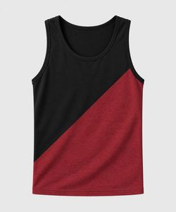 Débardeur sans manches col rond pour homme, écologique, sportif, color-block bleu marine, tricoté, coupe décontractée, respirant, en coton/fibre de bambou - Product Image 3